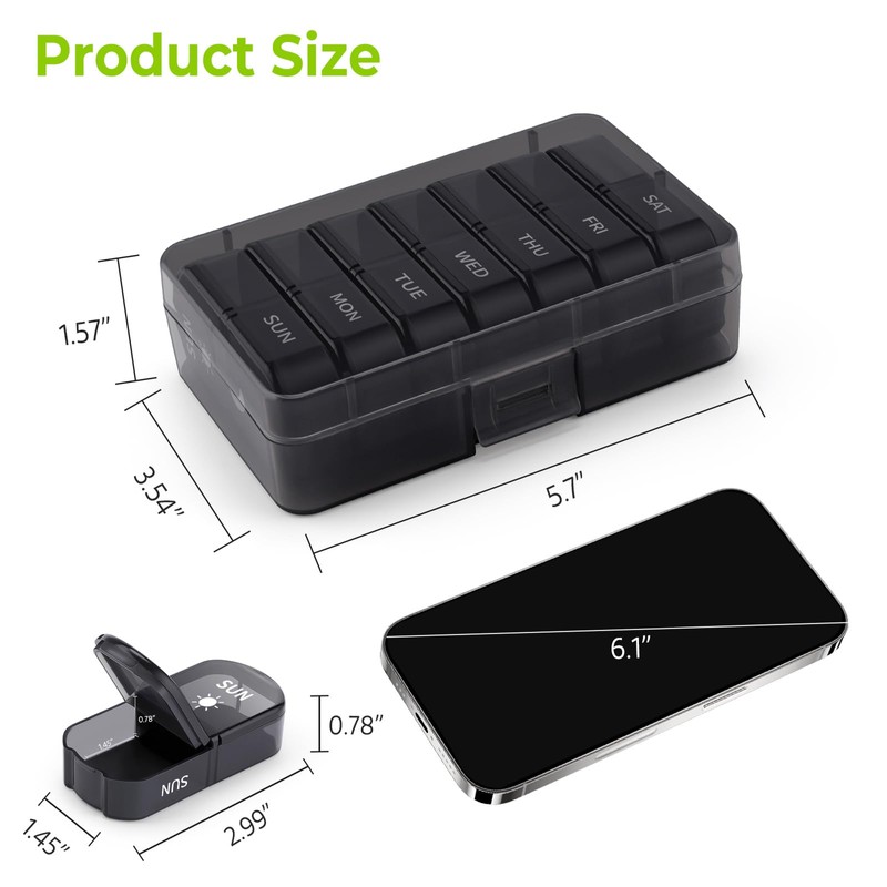 Opret Pill Organiser 7 Day, Weekly Pill Box 2 Times