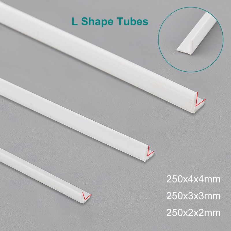 BENECREAT 60Pcs 3 Styles Abs Styrene Plastic L-Shaped Right Angle