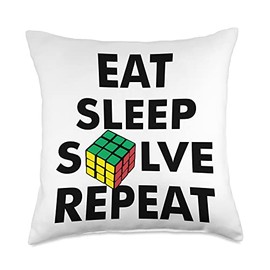 Competitive Puzzle Cube Eat Sleep Solve Speed Cubing Vintage Throw Pillow