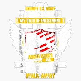 HOF Trading I Am A Grumpy Us Army Veteran Veteran Cool Man Gifts Vinyl Sticker Waterproof Decal Laptop Wall Window Bumper Sticker 5"