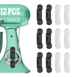 12PCS Cord Organizer for Appliances, Upgraded Kitchen Appliance Cord Wrap, Cord Holder Stick on Pressure Cooker, Coffee Maker, Air Fryer and Blender(6 Black + 6 White)