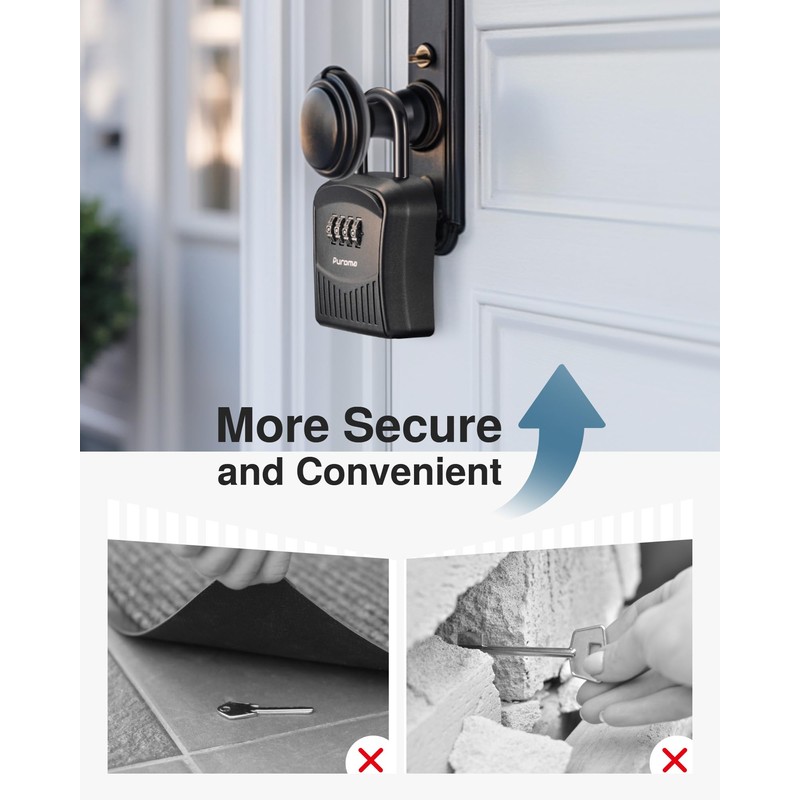 Puroma Lock Box Combination Key Lock Box, Wall-Mounted Portable Storage