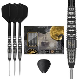 Target Lite PW 90% SP Black Japanese Darts Set with 90% K-Flex Steel Tip, K-Flex #6 Flights and Shafts, 30 mm Nano Tip (PW)