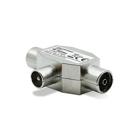 Metronic 336201 TV Splitter T Coaxial Splitter DVB-T2 TV Splitter Shielded Metal 1 Male 2 Female Outputs