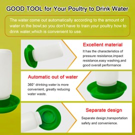 1KG Chick Feeder and Watering Kit 1L Plastic Automatic Drinkers Gravity Feeder for Small Poultry Pigeon Hutch Feeder Green Feeder Trough (1L, Green