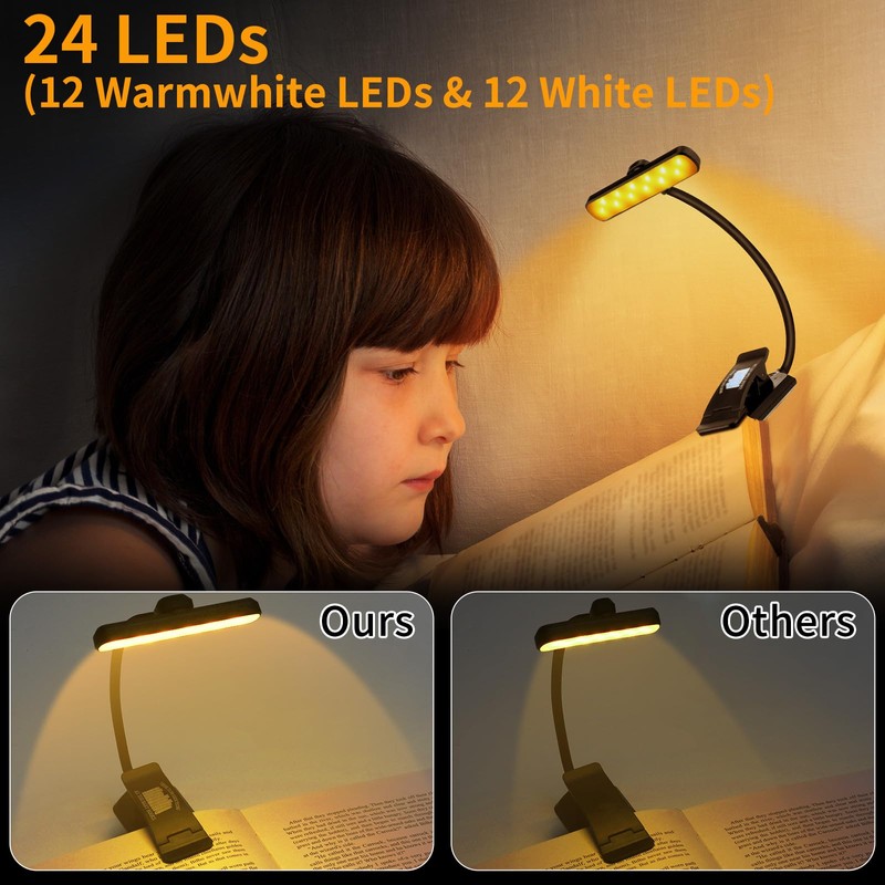 Mudder 24 LED Rechargeable Book Light Christmas Book Lover Gift