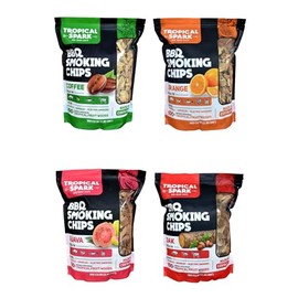 Tropical Spark Wood Chips | Perfect for BBQ, Smoking, Grilling, Bake, Roast, Braise | Premium 100% All-Natural | Pack of 4 | 180 cu in Bag
