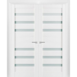 Solid French Double Doors Frosted Glass | Quadro 4266 White Silk | Sample of Door Color
