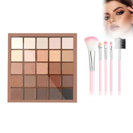 Matte Glitter Eyeshadow Palette Makeup, Warm Neutrals, 25 Highly Pigmented Matte & Shimmer Tones, Long-Lasting, Kein Abbröckeln, Kein Verwischen, Enthält 5 Lidschattenpinsel