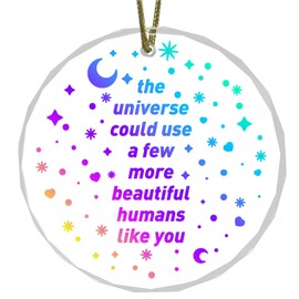 Beautiful Humans Like You Inspirational Quotes Ornaments,Crystal Car Rearview Mirror Hanging Accessories,Motivational Hanging Crystal Ornament Gifts for Women Bestie Friends