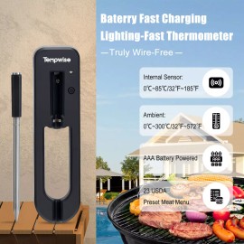 Tempwise Bluetooth Smoker Meat Thermometer Truly Wireless BBQ Thermometer 0~85℃/32℉~185℉