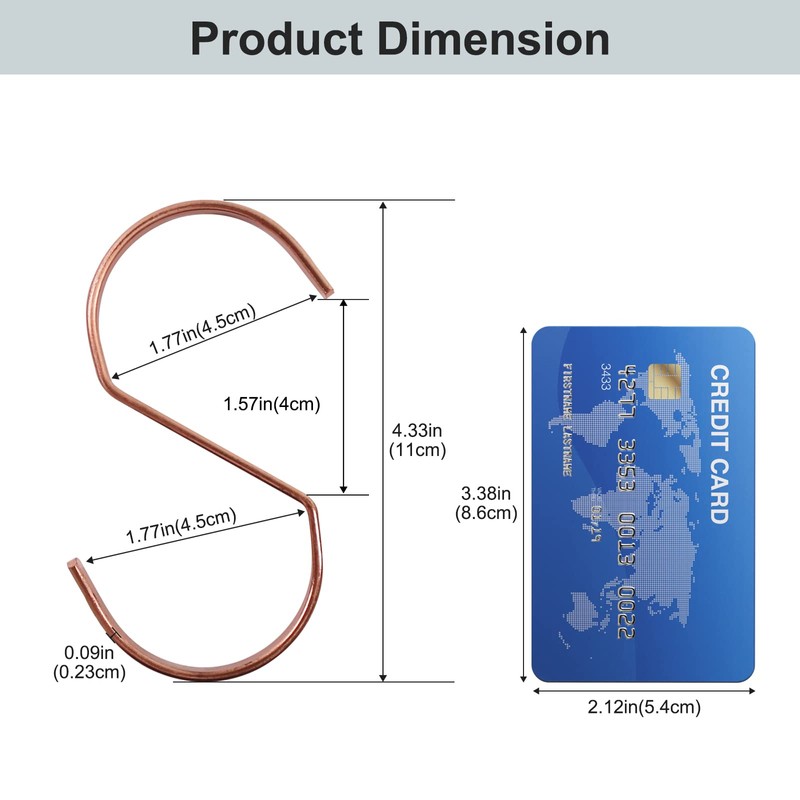 SumDirect 10pcs 4 Inch Rose Gold Flat S Hooks, Heavy