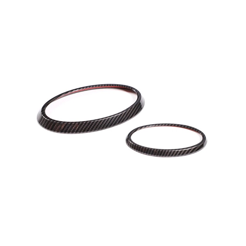 car-attention Carbon Fiber Front Rear Emblem Badge Logo Trim 2PCS