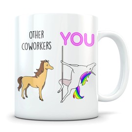 FOURVUE Coworker Gifts - Funny Mug for Women - Secret Santa Gift - 11oz Mug