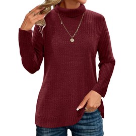 Zeagoo Womens Fall Fashion 2024 Tunic Shirts for Women Dressy Casual Long Sleeve Basic Tops Travel Outfits Trendy Red L
