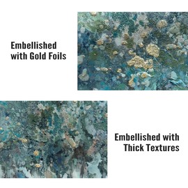 Tree Canvas Wall Art Picture: Abstract Forest Painting Decor Hand Painted Nature Landscape Artwork Trees Woodlands Scenery Prints for Living Room Bedroom Bathroom 24 x 16 Inches