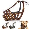 OOPSDOGGY Pitbull Dog Muzzle for Large Dogs - Leather Breathable
