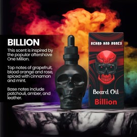 Beard and Bones - 30ml Beard Oil for Men | Natural Carrier Oils of Jojobia, Avocado and Castor Oil | Black Skull & Scented Beard Oil | Choice of 6 Scents