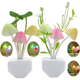 ZEZHOU ZEZHOU Sensor Mushroom Night Light - 2 Pack Color Changing Plug-in Wall LED Mushroom Dream Bed Lamp for Kids Adults Stocking Stuffers Ideas Birthday Gift Cute Nightlight