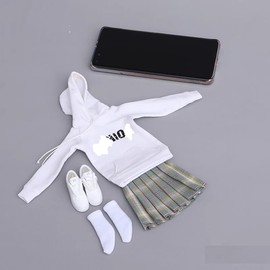 [TOYBARJAPAN] 1/6 Figures Accessories/ cdtoys CD017A Beautiful High School Girl JK Hat with Hoodie Clothes, Skirt, Shoes and Socks Set (Body and Head Not Included)