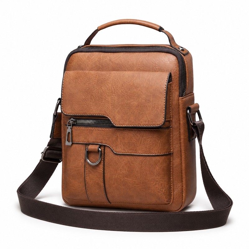Men’s PU Leather Crossbody Shoulder Bag for Travel & Daily