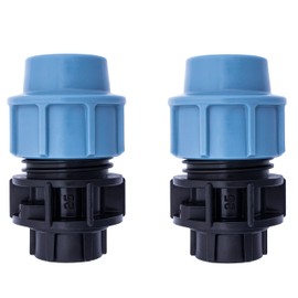 HYDROBIL MDPE Fitting for Water Pipes, Pack of 2, Adapter 25 mm x 1/2 Inch BSP Female Thread, for MDPE Plastic Pipes, 16 Bar, Max. Temperature 45 °C, Compression Fittings