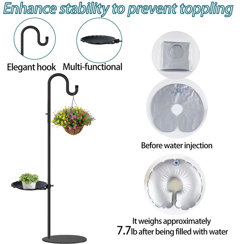 Vorriop Upgraded 75" Shepherds Hook Stand，Bird Feeders，Extra Large Wind Chime