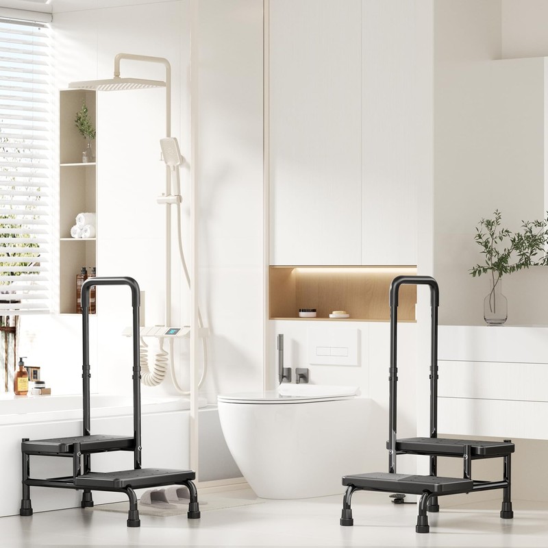 2 Step Stool with Handle for Elderly, Heavy Duty Step