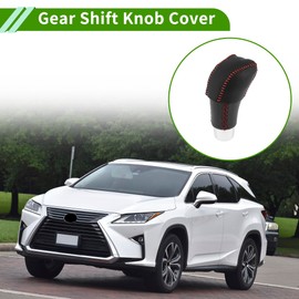 HOPESPANNER Anti-Slip Gear Shift Knob Cover Car Stick Shifting Handle Protector for Lexus RX350 2023-2024 Black Red Faux Leather