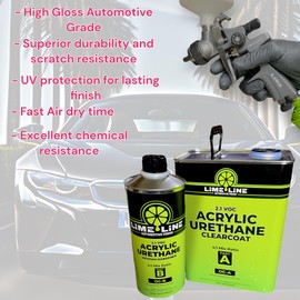 LiME LiNE 2K Clearcoat, Automotive Paint Kit with Hardener, Topcoat For Cars, Trucks and Motorcycles - 1.25 gallon Kit