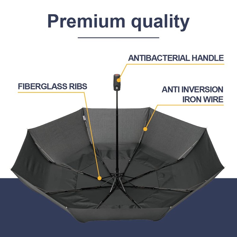 A.Brolly Edinburgh Large Windproof Travel Umbrella - Black, 54 Inch