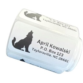 Custom Stickers, Wolf Return Address Labels, Address Stickers, Several Designs, 2x1 inch labels, Several Font Choices