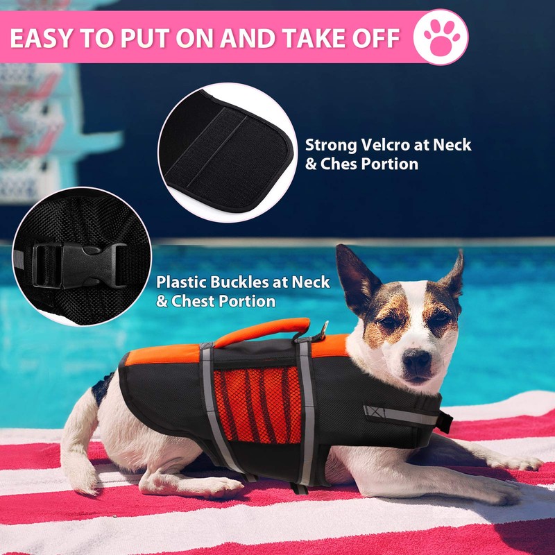 Queenmore Small Dog Life Jacket, Adjustable Pet Life Vest for