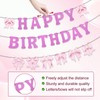 Pink Bow Happy Birthday Decoration, Coquette Glitter Hanging Birthday Banner