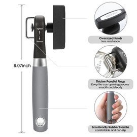Beneno Can Opener, Side Cut Safety Can Opener Manual Smooth Edge with Durable Sharp Blade, Safe Cut Manual Can Opener with Big Effort-Saving Knob, Gray
