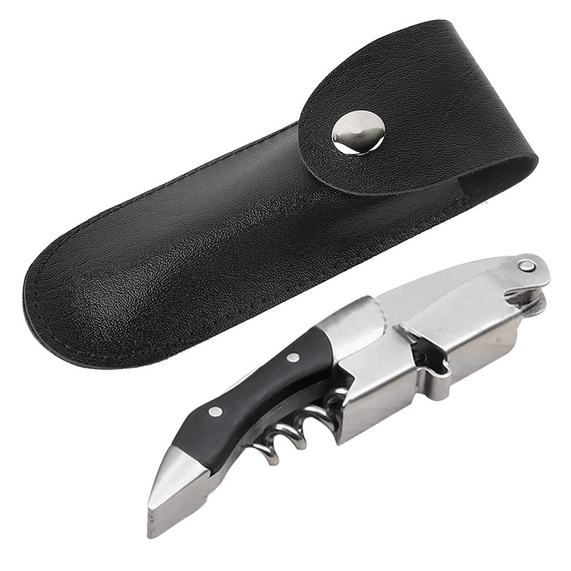 Wine Bottle Opener Leather Case, Corkscrew Holster Foil Cutter PU
