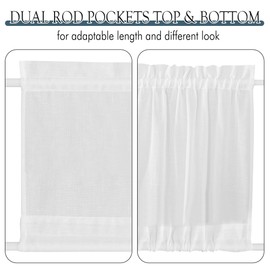 PONY DANCE Door Window Curtains 80 inch Length, Faux Linen Textured Front Door Curtains for Glass Door/Doorways/Entryway/Garage with Gather Tieback, 25 Inch Wide, 1 Panel, Pure White