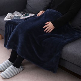 Gemarwel Blanket Throw Blanket, Thick, 2 Pieces, For Winter, Fluffy, Warm, Warm, Warm, Anti-Static, Washable, Microfiber, 27.6 x 39.4 inches (70 x 100 cm), Flannel Button, Stylish, Cute, Washable, Throw Blanket, Stylish, Fluffy, Soft, Navy