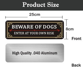 Phyabe 2 Pack Beware Of Dog Sign, 25 x 8 cm Rust Free Aluminum Dog Sign, Weather Resistant, Waterproof, Durable Ink, Easy to Install