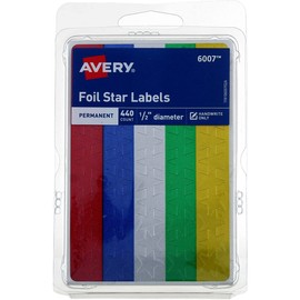 Avery Foil Star Stickers, 1/2" Diameter, Assorted Colors, 440 Reward Stickers (6007) (3)