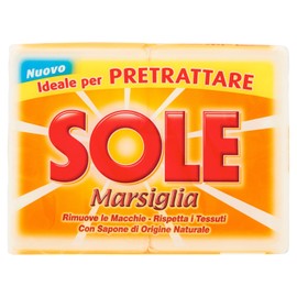Sole Marsiglia, Ottimo per Pretrattare, Detergente per Bucato a Mano, 2 x 250g