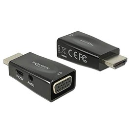 DeLock - Adapter HDMI-A Stecker> VGA Buchse mit Audio Screwless - Adapter - Audio/Multimedia, Schwarz