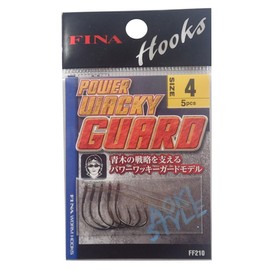 Hayabusa FF210 Worm Hook, Power Wacky Guard, No. 4, 5 Pieces, Black Nickel