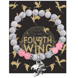 KUIYAI Literary Gift Dragon Charm Gemstone Beaded Bracelet for Men Women Natural Gemstone Bracelet (Four Wing beadUK)