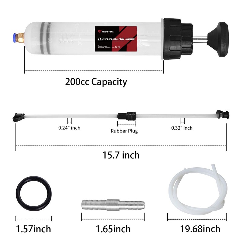 Thorstone 200cc Automotive Fluid Extractor Pump, Manual Oil Change Syringe