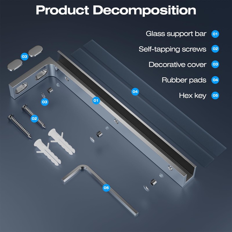 Heavy Duty Fixed Glass Clamp Support Bracket for Frameless Shower