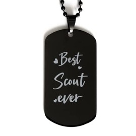 Black Dog Tag, Best Scout Ever, Laser Engraved Tag, Dog Tag for Scout, Gifts for Scout, Necklace