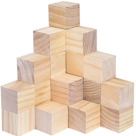 HOZEON 60 PCS 2 Inches Wooden Cubes, Natural Unfinished Wood Blocks, Strong and Durable Wood Square Blocks for Painting, Puzzle Making, Decorating, Crafts and DIY Projects