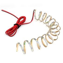 Ultra fine (width 3mm) high density (120LED/m) 12V waterproof LED tape light 200cm (gray base) 1m cable luminous color: white