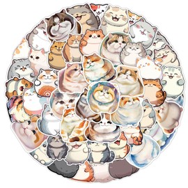 Pack of 50 Cute Thick Cat Stickers for Water Bottles, Skateboard, Luggage, Computer, Scrapbook Stickers, Laptop Stickers for Children and Teenagers